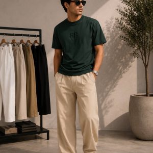Home modern kesim bol paça pileli erkek pantolonu 1