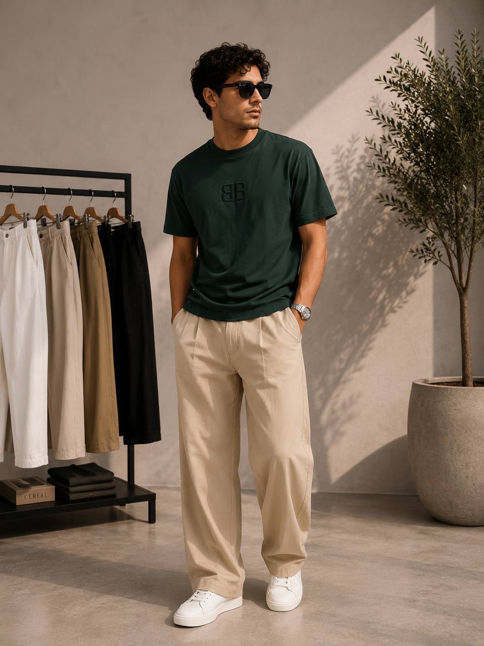 modern kesim bol paça pileli erkek pantolonu 1 modern kesim bol paça pileli erkek pantolonu 1