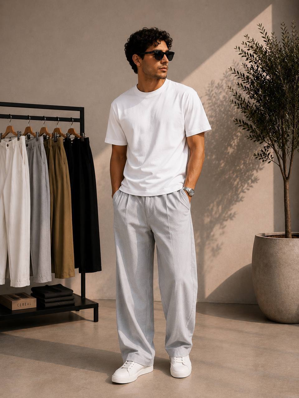 modern kesim bol paça pileli erkek pantolonu 2 modern kesim bol paça pileli erkek pantolonu 2