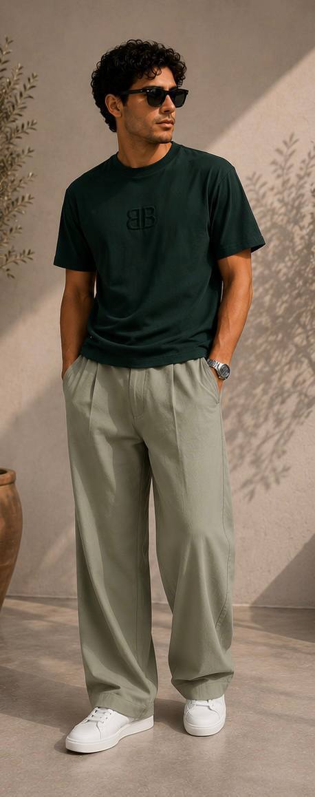 modern kesim bol paça pileli erkek pantolonu 3 modern kesim bol paça pileli erkek pantolonu 3
