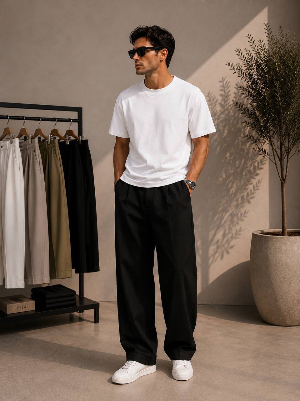 modern kesim bol paça pileli erkek pantolonu 4 modern kesim bol paça pileli erkek pantolonu 4